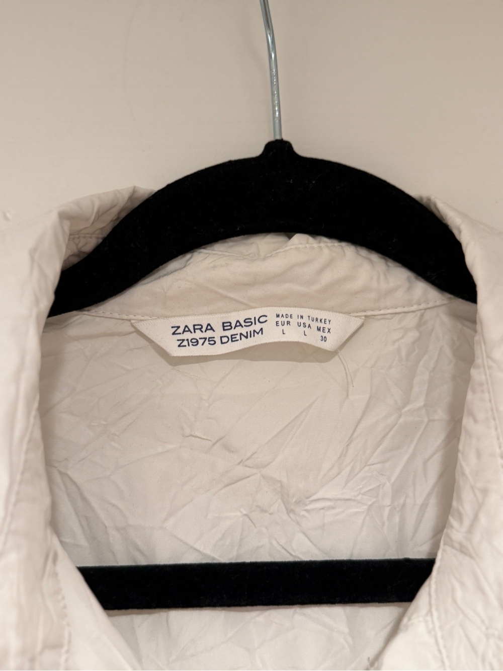 Zara Basic Z1975 White Long Sleeve Button Up Blouse - Intentionally Wrinkled - Picture 2 of 4